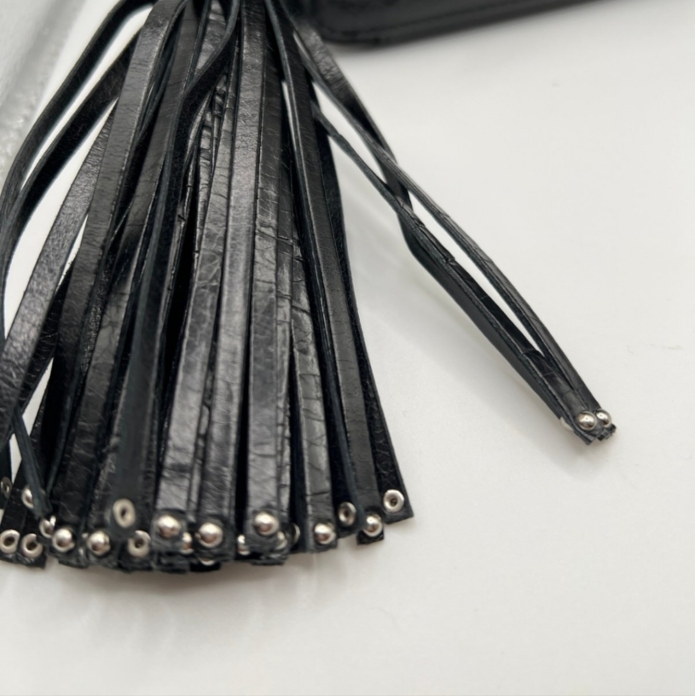 Authentic MZ Wallace Genuine Leather Black and Red Tassle Zip Wallet - Picture 6 of 7
